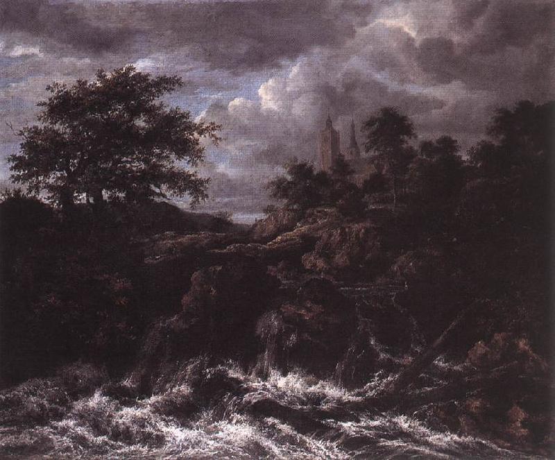 Jacob van Ruisdael Waterfall by Church France oil painting art